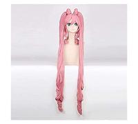 WELLHY Perruque Cosplay Jolie Soldat Sailor Moon Chibi USA Longue Ligne Droite Cosplay Perruques for Femmes Femme Perruque de Cheveux Synthétiques Deux Queue de Cheval et Chignon Rose Long for Coser