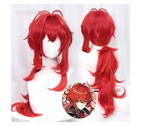 WELLHY Perruque Cosplay Kосплей Jeu Genshin Impact Perruque Cosplay Encer Merah Panjang Парик Kuncir Rambut Sintetis Tahan Panas Natal Halloween for Coser