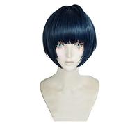 WELLHY Perruque Cosplay P5 Persona 5 Tae Takemi Court Bleu Noir Mixte résistant à la Chaleur Cheveux Cosplay déguisement Perruque + Bonnet de Perruque for Coser
