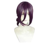 WELLHY Perruque Cosplay Reze Perruque Cosplay Anime Tronçonneuse Homme Violet Queue de Cheval Cheveux Pelucas Halloween Carnaval Costume de Fête Jeu de Rôle Perruques + Bonnet de Perruque for Coser