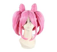 WELLHY Perruque Cosplay Sailor Moon Sailor Chibi USA Chibiusa Court Rose Clip Queue de Cheval Cheveux Synthétiques Résistant à la Chaleur Cosplay Costume Perruque + Filet à Cheveux for Coser