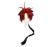 WELLHY Perruque Cosplay Séraphin de la Fin Crowley Eusford Perruques Cosplay Style Noir Rouge Tressé Perruque de Cheveux Synthétiques Résistant à la Chaleur + Bonnet de Perruque for Coser