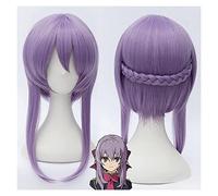 WELLHY Perruque Cosplay Séraphin de la fin Hiiragi Shinoa Perruques Cheveux Synthétiques Violet Clair Résistant À La Chaleur Perruque Cosplay Perucas + Bonnet De Perruque + Épingle À Cheveux Bowknot f