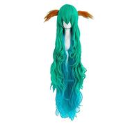 WELLHY Perruque Cosplay Star Guardian Soraka Cosplay Perruque 120 cm de Long Vert Bleu résistant à la Chaleur Perruque de Cheveux synthétiques + Bonnet de Perruque for Coser