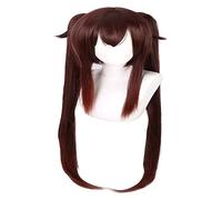 WELLHY Perruque de Costume Anime Cosplay avec Double Queue de Cheval Perruque for Filles Cheveux Synthétiques Longs et Ondulés avec Frange for Halloween Party Carnaval (Marron) Perruque Coser (Color :