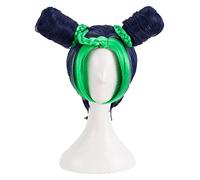 WELLHY Perruque for Jojos Bizarre Adventure Golden Wind Jolyne Cujoh Kujo Cosplay Perruque Chignons Tresses Perruque de Cheveux Synthétiques Résistant à la Chaleur + Perruque Cap GreenWig Coser Perruq
