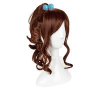 WELLHY Perruque for Sailor Jupiter Kino Makoto Cosplay Perruque Courte Queue de Cheval Marron Perruques de Cheveux Synthétiques Résistants à la Chaleur + Bonnet de Perruque + Corde à Cheveux OneSize W