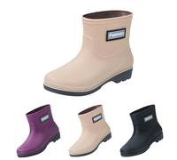 Wellington Bottes de pluie courtes à enfiler pour femme - Confortables - Légères - En EVA - Durables - Imperméables - Antidérapantes, beige, 38 EU
