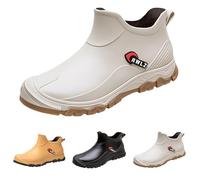 Wellington Bottes de pluie courtes à enfiler pour homme - Légères et confortables - En EVA - Pour l'extérieur - Imperméables et antidérapantes, blanc, 39 1/3 EU
