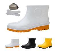 Wellington Labor Chaussures de pluie pour homme Bottes en caoutchouc confortables et antidérapantes Bottines Chelsea imperméables résistantes à l'huile Semelle extérieure Chaussures de pluie à enfiler