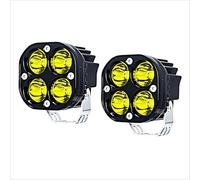 WELLIT Phare de Travail LED 2x40W 3'' Projecteur LED 12V 24V Jaune Carré Extra Spot Feux Antibrouillard Offroad pour Voiture Tracteur Moto Feux de Pêche