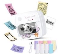 Wellkitch - Imprimante Photo Portable Mini Imprimante Instantané sans Fil avec 13 Rouleaux 5 Stylo Papier PR Photo Étiquette Memo A34 - Rose G