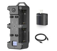 WELLMAKING Chargeur intelligent rapide à 4 emplacements pour batterie Sony NP-F avec écran LCD, prise PD 65 W, voyant de charge et câble USB-C compatible avec les batteries NP-F550 F570 F750 F770 F930