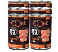 Wellness CORE 95% 6 x 400g, Dinde/Chou - Pâtée pour Chiens Adultes, 100% Naturelles, sans Céréales, Hypoallergénique, Riche en Viande