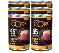 Wellness CORE 95% Chicken & Duck, Pâtée pour Chiens, 100% Naturelle, Haute Teneur en Viande, Poulet & Canard, 6 x 400 g