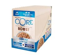 Wellness CORE Boost Low Fat 14 x 85g, Poulet & Thon - Morceaux Hachés pour Chats Adultes, sans Céréales, Naturelles, Hypoallergénique, Riche en protéines, Maintien d’Un Poids Sain