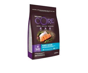 Wellness CORE Puppy Ocean 5kg, Saumon/Poisson Blanc - Croquettes pour Chiots Petits/Moyens, sans Céréales, Naturelles, Hypoallergénique, Riche en protéines, À Haute Teneur en Poisson, Yeux & Cerveau