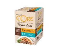 Wellness CORE Tender Cuts 6 x 85g, Mix Poulet & Saumon - Nourriture Humide | Tendre Morceaux Pour Chats Adultes, Sans Céréales, Naturelles, Hypoallergénique, Riche en protéines, À Haute Teneur en Viande