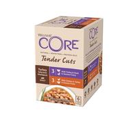 Wellness CORE Tender Cuts 6 x 85g, Multipack Poulet/Dinde/Canard - Tendre Morceaux pour Chats Adultes, sans Céréales, Naturelles, Hypoallergénique, Riche en protéines, À Haute Teneur en Viande,