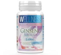 WELLNESS OPTI Ginseng Sibérien - 120 Comprimés - Énergisant naturel pour deux mois d'utilisation - Dose journalière 2 000 mg. Soutien à votre activité quotidienne et à vos performances mentales