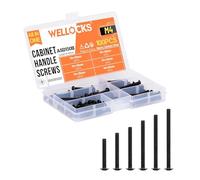 WELLOCKS Lot de 100 vis pour poignée d'armoire | Assortiment de vis M4 25-50 mm | Kit Phillips en métal pour armoire, tiroir, placard (ASD150B) | Zinc noir