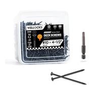 WELLOCKS Vis de terrasse, noires, résistantes à la rouille, résistantes au brouillard salin, revêtement époxy, embout Torx T25 inclus pour clôture en bois, terrasse et extérieur US (2,4 kg, noir, #10
