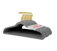 Wellong 22 Pièces Cintres en Velours, Cintre Adulte 45cm avec encoches sur Les épaules, Cintres Robustes pour Chemises, Pantalons, Jupes, Robes, Vestes, Manteaux, Gris