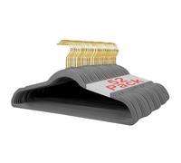 Wellong 52 Pièces Cintres en Velours, Cintre Adulte 45cm avec encoches sur Les épaules, Cintres Robustes pour Chemises, Pantalons, Jupes, Robes, Vestes, Manteaux, Gris (Crochet en Or)