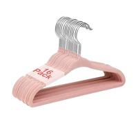 Wellong Cintres en Velours pour bébés 28cm antidérapant et Peu encombrant | Lot de 16 cintres Rose pour enfants, avec rainures au niveau des épaules et crochets pivotants à 360°