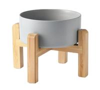 Welloyed Gamelle surélevée en céramique pour chien de 15,2 cm - Gamelle de nourriture et d'eau pour chien de 850,5 g avec support surélevé antidérapant en bambou, passe au lave-vaisselle et au