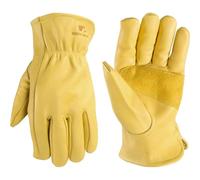 WELLS LAMONT Gants de travail en cuir renforcé pour homme avec écusson au niveau de la paume - Taille XL (1129) - Saddletan