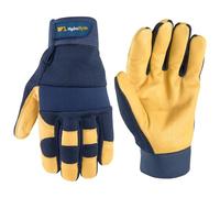 WELLS LAMONT Gants de travail en cuir véritable pour homme, hydrohydre résistant à l'eau, taille L, 3207L, bleu