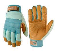 WELLS LAMONT HydraHyde Gants de travail et de jardinage hybrides en cuir résistant à l'eau avec paume pour femme, bleu, taille L 3250