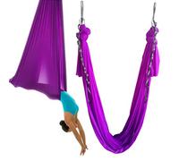 Wellsem® - Hamac élastique de 5 m pour Pilates Yoga Swing Yoga aérien avec mousqueton et chaîne en guirlande, violet