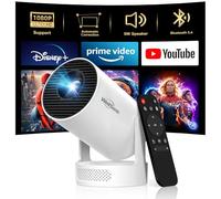 WellSonic Mini projecteur avec Wi-Fi et Bluetooth, projecteur portable 4K avec haut-parleur 5 W, clé verticale automatique et rotation à 180°, proyecteur mobile 200 Ansi pour chambre à coucher