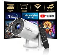 WellSonic Mini projecteur portable compatible 4K 200 Ansi avec WiFi 6 et 5.2 Bluetooth, correction automatique du trapèze, rotation à 180°, prise en charge HDMI USB PC