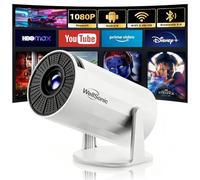 WellSonic Mini projecteur WiFi Bluetooth 4K e voûte automatique, rotation à 210°, écran de 330 cm, compatible Android 11, blanc