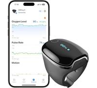 Wellue O2Ring-S Oxymètre de pouls avec Rappel de Vibration, Autonomie de 24 heures, Compteur de Saturation en Oxygène Rechargeable par Bluetooth, Suivi du Sommeil avec 4 x 10 Heures de Mémoire Intégré
