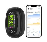 Wellue Oxymètre de Doigt avec Bluetooth & App, Oxymètre de Pouls Électronique Numérique avec Moniteur de Fréquence Cardiaque Saturomètre Capteur d'Oxygène Ecran LED-Étui