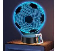 WELLXUNK Cadeau Football Garçon Fille, Veilleuse 3D Lampe Optique Illusion, Télécommande 16 Couleurs, Anniversaire, Cadeaux de Noël