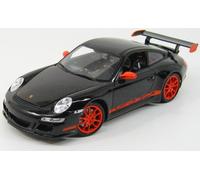 WELLY 1/18 PORSCHE 911 997 GT3RS 2010 NOIR ORANGE MODÈLE STATIQUE DIECAST