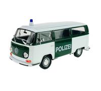 Welly 22472 Modèle de voiture compatible avec VW Volkswagen T2 Police Vert avec toit blanc Bus Transporter environ 1/24 1:24 Modèle en métal