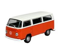 Welly 42347 Modèle de voiture compatible avec VW Volkswagen T2 Orange avec toit blanc Bus Transporter 1967-1979 environ 1/34-1/39 en métal