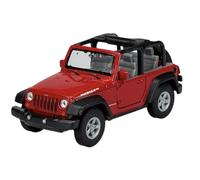 Welly 42371 Modèle de voiture compatible avec Jeep Wrangler JK 3 portes rouge cabriolet ouvert à partir de 2007 environ 1/34-1/39 en métal