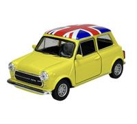 Welly 43609 Modèle de voiture compatible avec Mini Cooper 1300, jaune, avec métal britannique env. 1/34-1/39, en boîte