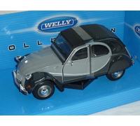 Welly Citroen 2CV 2 CV 6 Charleston Schwarz Grau Ente 1/24 MODELLAUTO Modell Auto