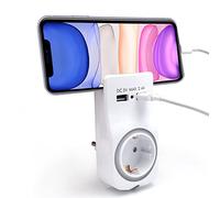 Welly Enjoy IT WY13030 - Adaptateur mural 1 prise Schuko 16A avec veilleuse, support pour Smartphone/ Tablette, 2 ports USB et indicateur LED Blanc