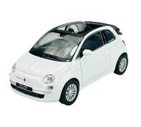 Welly FIAT 500C Cabrio Blanc à partir de 2009 1/34-1/39 Métal Modèle Voiture Die Cast Neuf dans une boîte