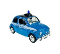 Welly FIAT Nuova 500 Polizia Police 1957-1975 ca 1/24 Métal Modèle Voiture Le Cast Nouveau dans la boîte