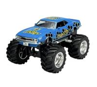 Welly Modèle de voiture compatible avec Chevrolet Camaro Z28 Bleu Monster Truck Big Wheel ca 1/34-1/39 Modèle en métal dans une boîte